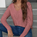 Cozy Women's Autumn Pullovers Knitted V Neck Sweater Drop Shoulder Long Batwing Sleeve Bows Back Artificial Cashmere Casual