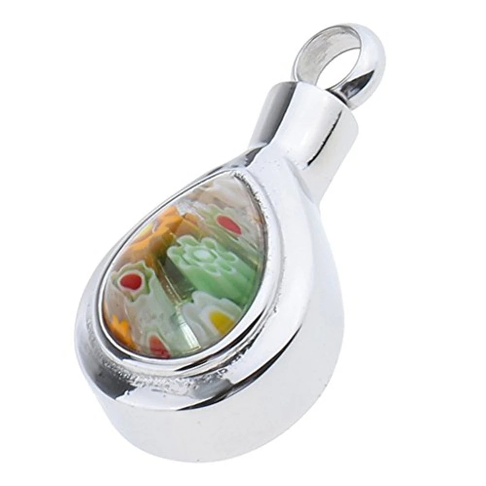 Murano Glass Stone Jewelry Heart Cremation Ash Pendant Stainless Steel Memento Ashes Holder Necklace Urn Cremation Ash Keepsake
