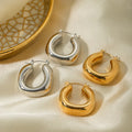 Fashionable Smooth Stainless Steel Chunky Huggie Hoop Earring 18k Gold Filled Jewelry Earrings for Women