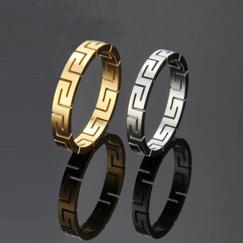 3mm Gold and Sliver Titanium Fashion Cool Stainless Steel Ring Top Luxury Cut Rings for Men