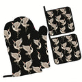Custom Logo Oven Mitts and Pot Holders Microwave Gloves Oven Mitts Set with Pothholder Heat Resistant for Safe Kitchen Baking