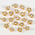 tarnish free 6mm stainless steel gold plated crystal heart star charm pendants