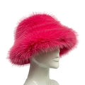WoZhen Fashion Fluffy Wide Brim Cap Winter Bucket Hat for Women Faux Fur Sherpa Fuzzy
