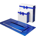 2024 New Design Blue Luster Magnetic Folding Gift Box UV Coating Matt Lamination with Elastic Ribbon Bow Deco Sponge Lining