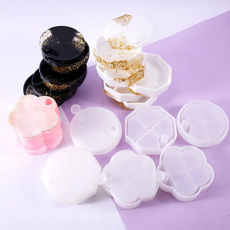 Rotating Resin Box Molds Multi-Tiered Silicone Jewelry Box Molds Set
