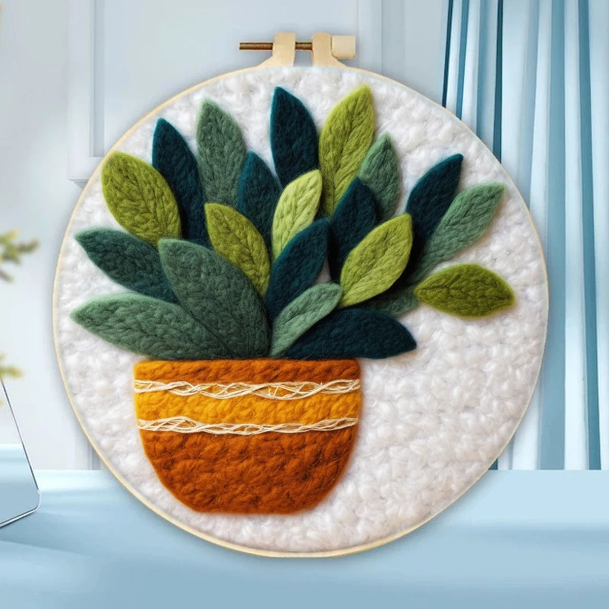 CHENISTORY Flowers Pattern Needle Felt Starter Kits Diy Handmade Wool Needle Felt Painting Kit Picture