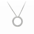Trendy S925 Silver Rhodium Plated Pave Setting Iced Out CZ Diamond Circle Pendant Necklace