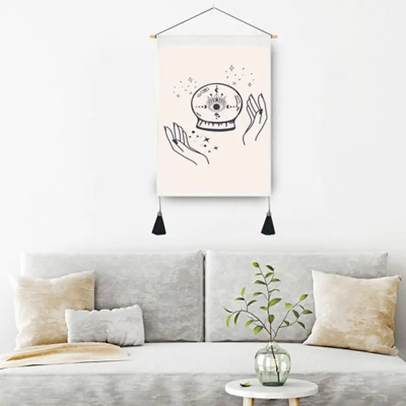 Coconut Tree Phase Tapestry Wall Hanging Sun and Moon Pattern Beach Wall Tapestry