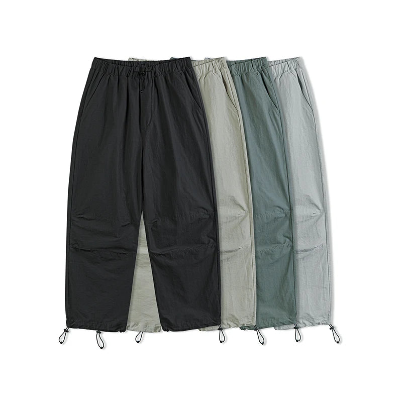 Custom 100%Nylon Waterproof Loose Fit Wide Leg Parachute Pants Men's Trousers Streetwear Outdoor Sports Baggy Joggers Pants