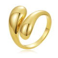 SC Hot Selling Stylish Chunky Rings Delicate Water Drop Shaped Adjustable Rings Fashion Gold Plated Rings for Women Girls
