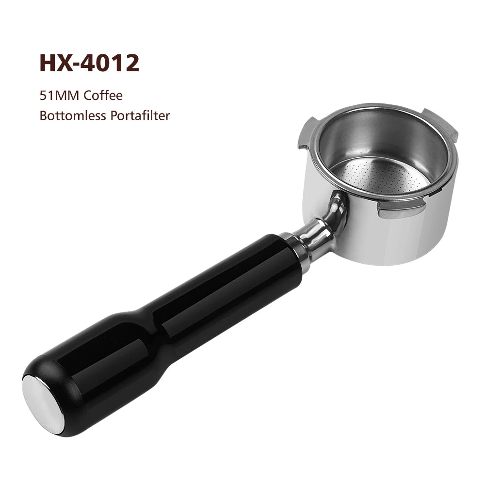 Classic Black 51mm 3 Ears Coffee Bottomless Portafitler Barista Tools Espresso Machine 304 Stainless Steel Portafilter Head 51mm