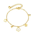 Fashion Fine Jewelry Bijoux En Acier Inoxydable Gold Plated Zircon Charm Shell Heart Pendant Bracelets for Women