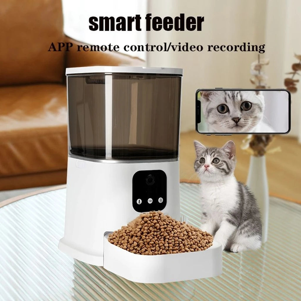 Professional Smart Pet Feeder with Wifi Camera New 6L Automatic Pet Feeder for Cats Dogs Plastic Bowls Charge Power Source