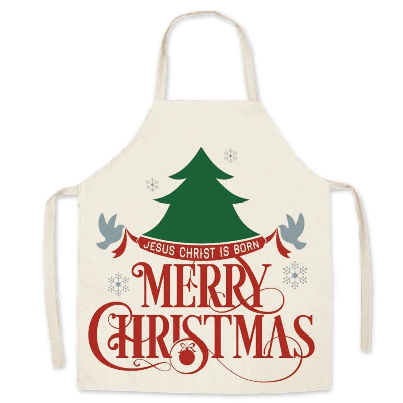 Customized Christmas Kitchen Apron Silk Cotton Canvas With Cactus Pattern and Design for Indoor Use