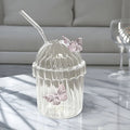 Creative Internet Celebrity Glass butterfly Straw Milk Cup Juice Coffee Cup High and Low Temperature Resistant Water Cup