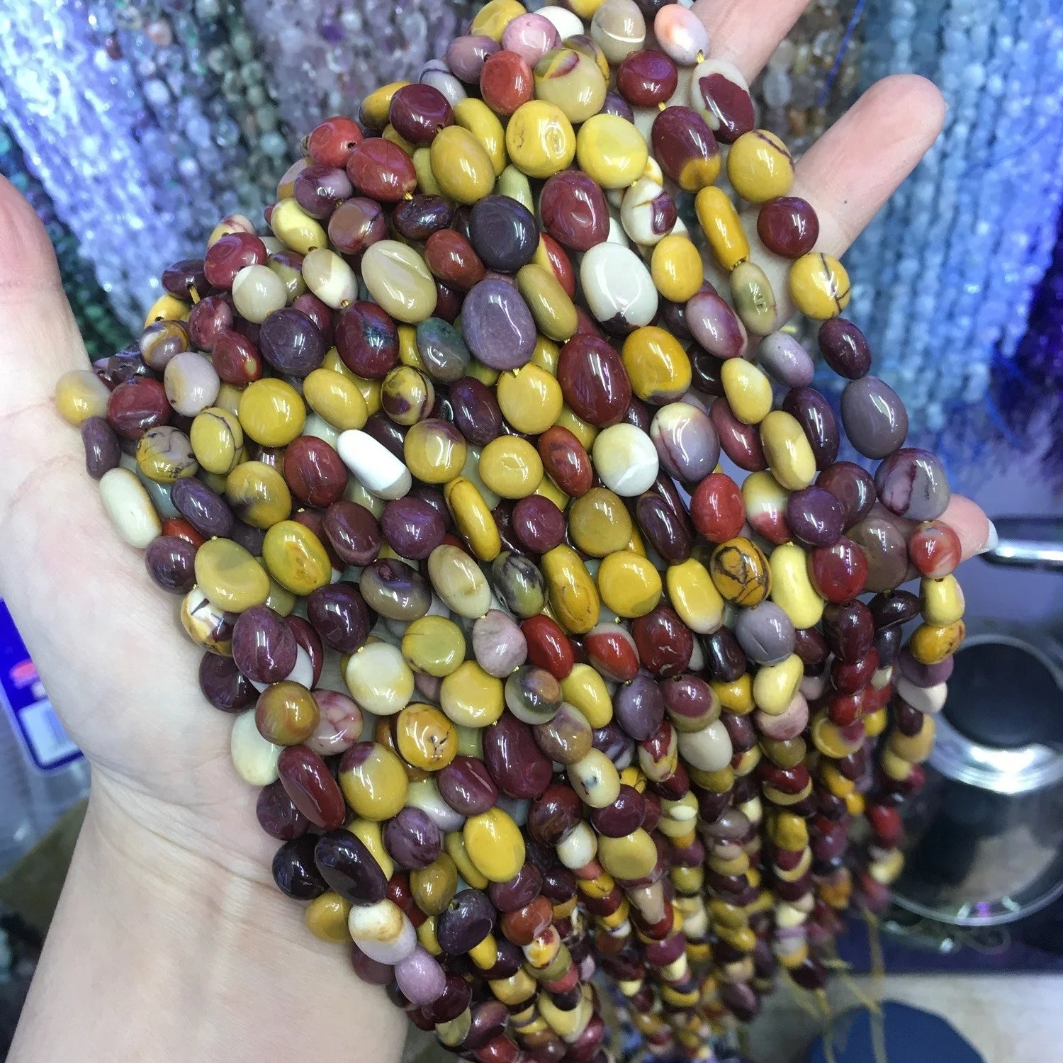 Natural 8-10mm Mookaite Irregular Shape Beads Gravel Pebble Gemstone Beads Healing Energy for Jewelry Making 15" Strand