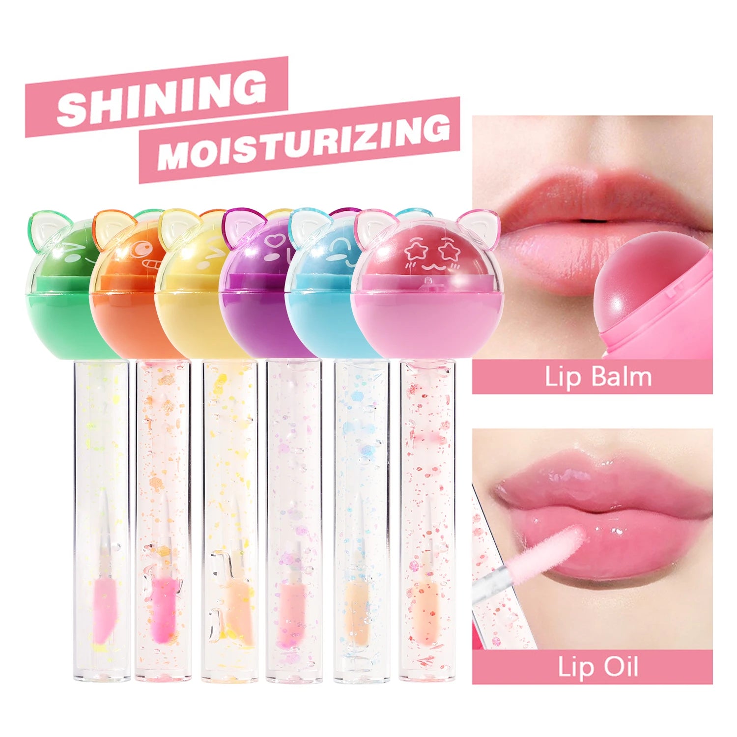Private Label Lip Oil Color Changing Fruit Flavor Luxury Lip Balm 2 in 1 Lollipop Lip Gloss for Children Kid Lipgloss