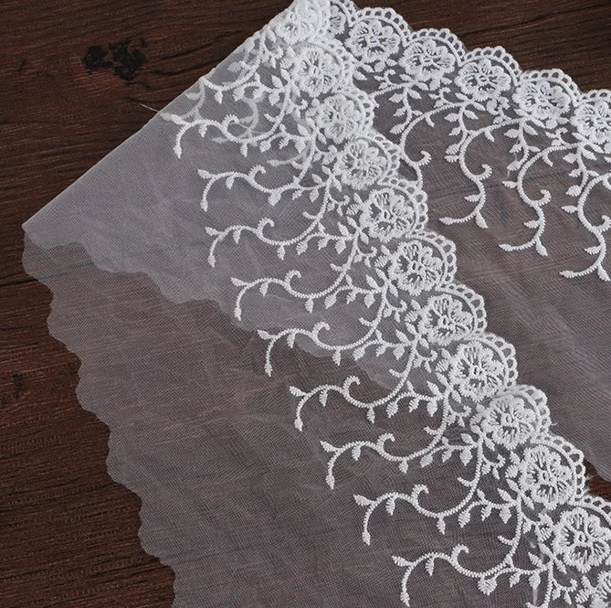 Flowery Good Quality Milk Fiber Net Lace Trim Edge for Dresses LT2365B