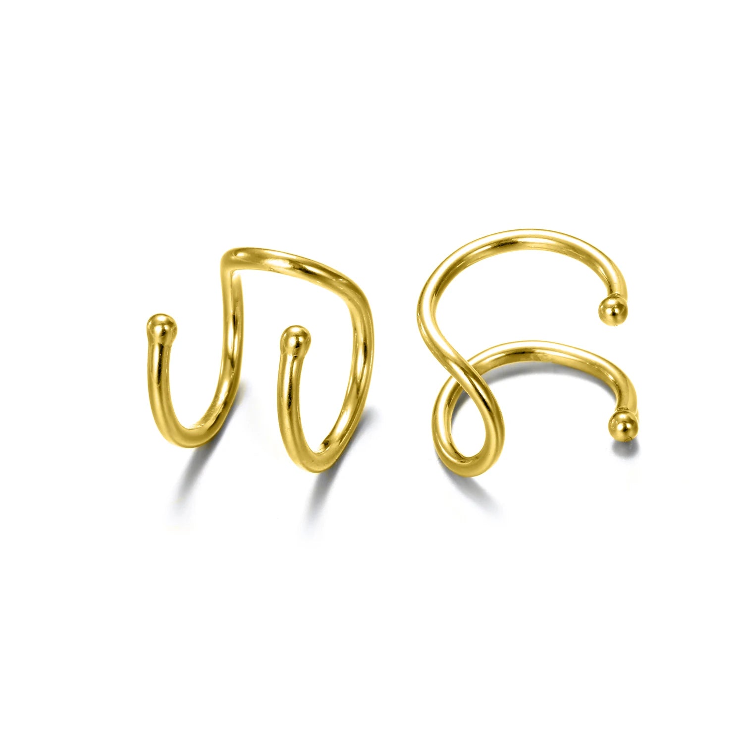 316L Stainless Steel Trendy Double Rod Smooth Curved Cuff Open Hoop Earrings