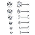 Aretes Para Mujer Hypoallergenic Nickel Free Surgical Stainless Steel Cubic Zirconia Comfy Flat Back Non Tarnish Earrings Studs