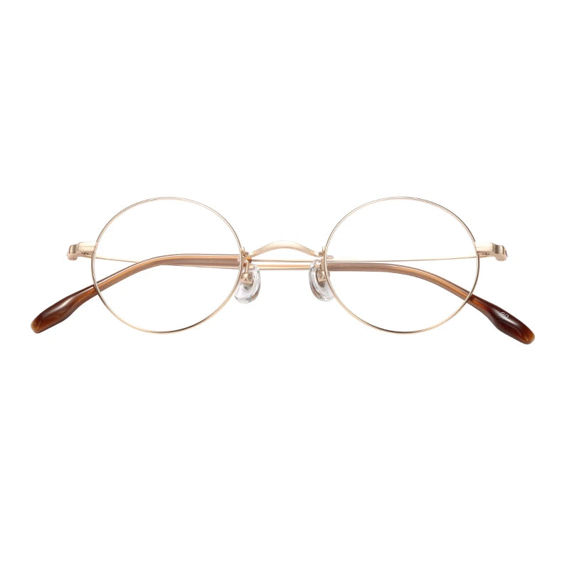Vintage Style Round Titanium Eye Glasses Frame for Men and Women with Diamond Face Shape Direct From Japan