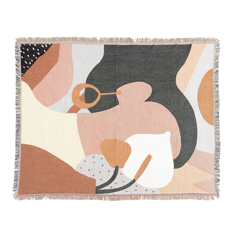 Hot Sale 9 Panel Sublimation Boho logo Woven Throw Photo Blanket for Home Decor