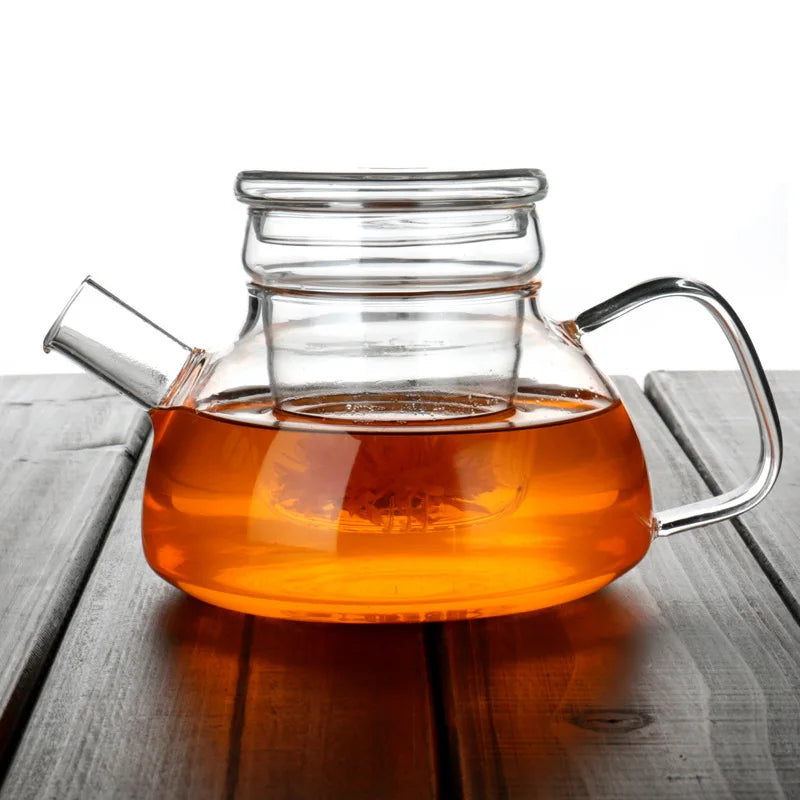 Transparent 600ml Borosilicate Teapot Handmade Clear Glass Tea Pot with Removable Infuser Eco-Friendly Drinkware