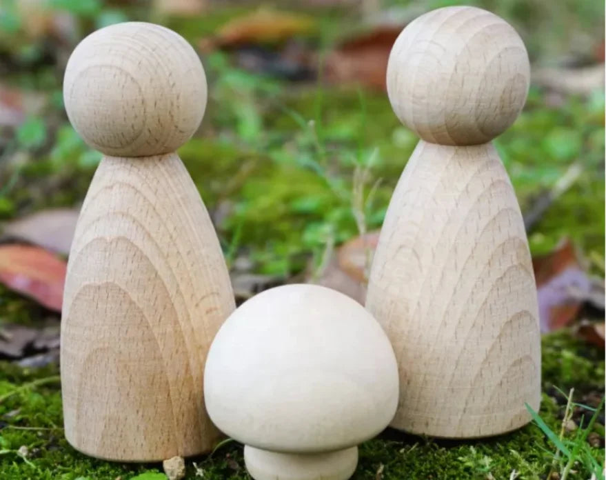 80mm Unfinished Wooden Doll Bodies with 2-Holes Button Diy Craft Eco-Friendly Wood Peg Dolls Square Pattern Beads Decoration