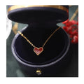 Wholesale Vintage Stainless Steel Red Little Red Heart Peach Necklace Fashionable Jewelry for Women for Gifts and Parties