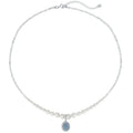 Light Luxury Premium S925 Sterling Silver Platinum Plated Aquamarine Drop Diamond AAAA Grade Pearl Beaded Trendy Charm Necklace
