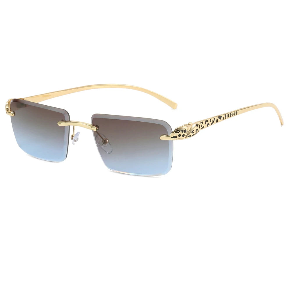 Superhot Eyewear 52208 Fashion Panther Stylish Designer Sun Glasses Unisex Rectangle Rimless Sunglasses