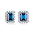 Aqua Blue Moissanite Earrings 925 Sterling Silver Moissanite Diamond Earring 7x5mm Blue Moissanite