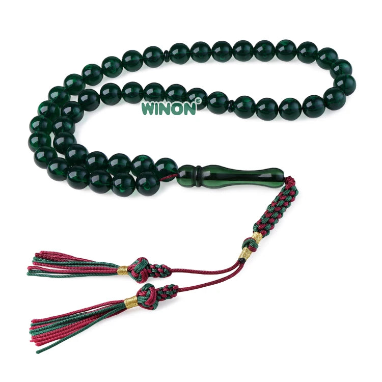 Green Tasbih Islam Rosary Muslim Eid Gift 45 Prayer Beads Man Misbaha Saudi Fashion Jewelry 10mm Round Tesbih Sibha