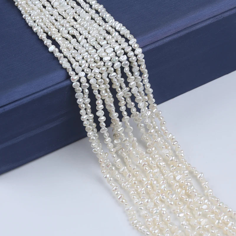 Zhuji 3-4mm White Baroque Pearls Necklace Freshwater for Jewelry Making