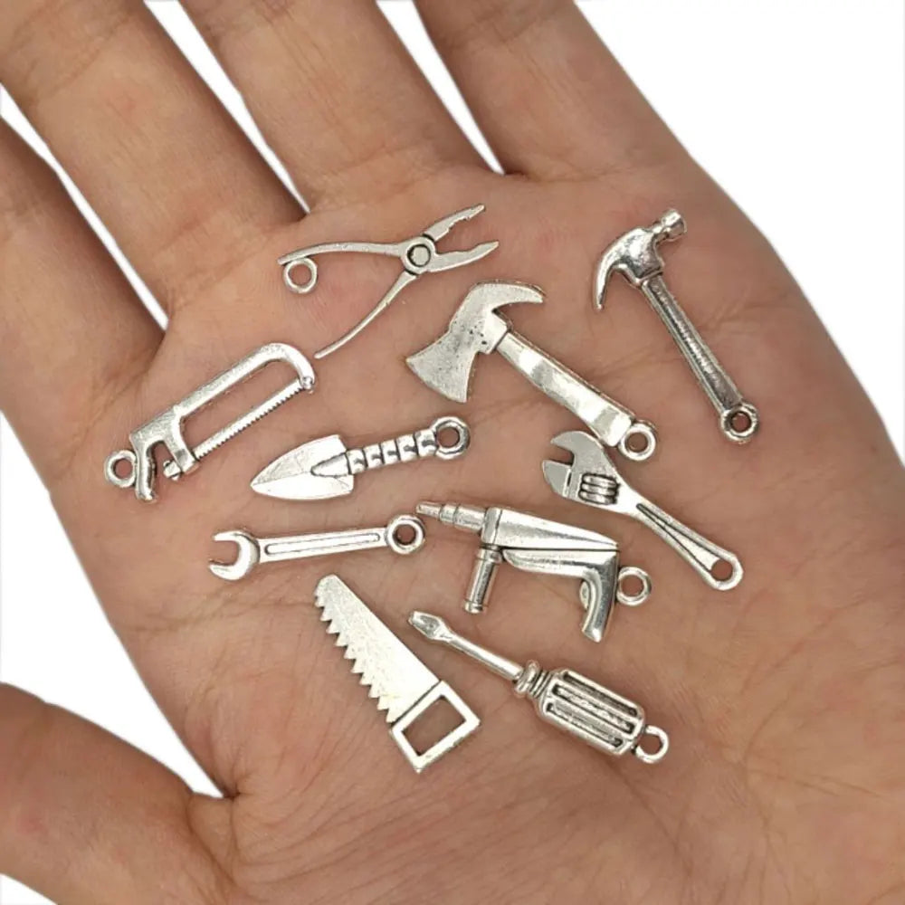 Mixed Tools Antique Silver Jewelry Stainless Enamel Charm Pendants Axe Saw Pliers Earring Pendant