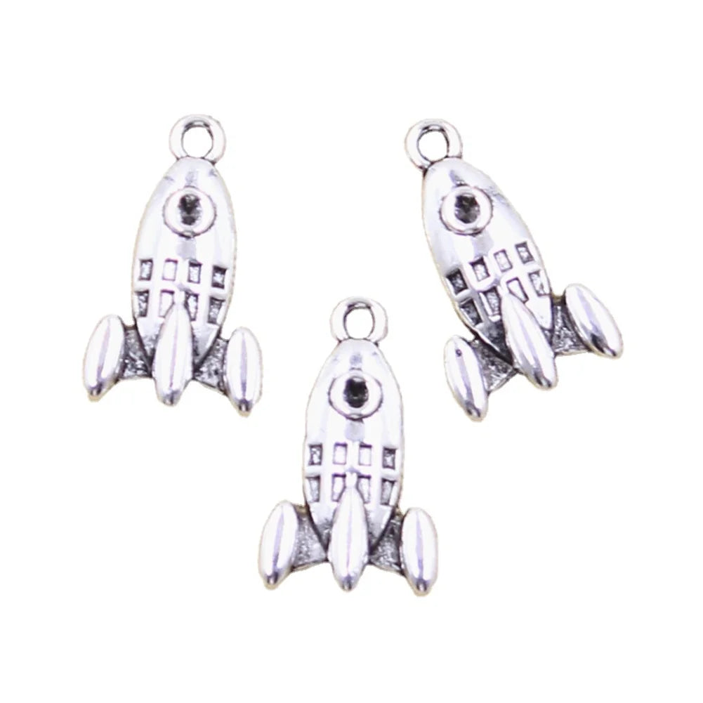 Charms Missile Rocket Spaceship 23x14mm Tibetan Silver Color Pendants Antique Jewelry Making DIY Handmade Craft