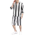 Men Summer Suits Streetwear Loose Short Sleeve Men Shirt and Shorts Set Beach Breathable 2 Piece Men Suits