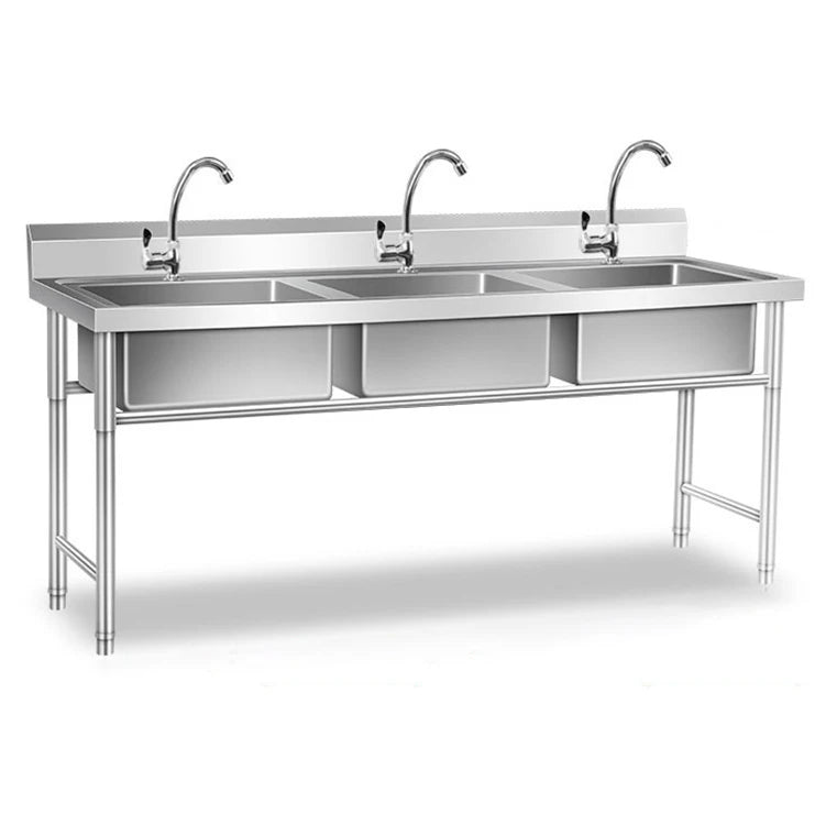 Reliable and Inexpensive Stainless Steel 3 Bowl Hand Wash Sink Table for Hotels and Restaurants Good Quality Mop Wash Sink