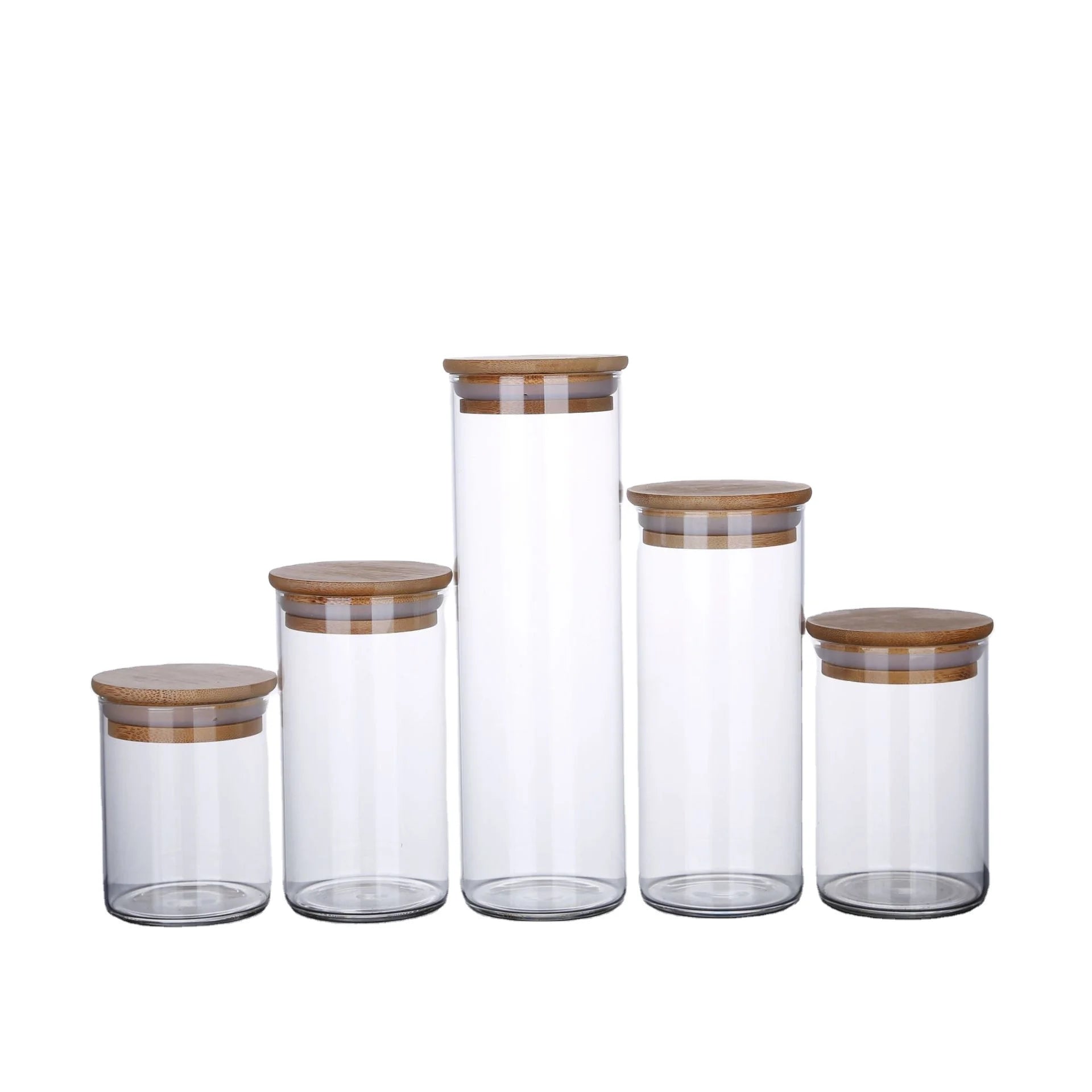 Wholesale Diameter 37-47 Glass Sealed Jars Storage Jars Kitchen Storage Jars Tea Leaf Flower Tea Jars with Bamboo Lids
