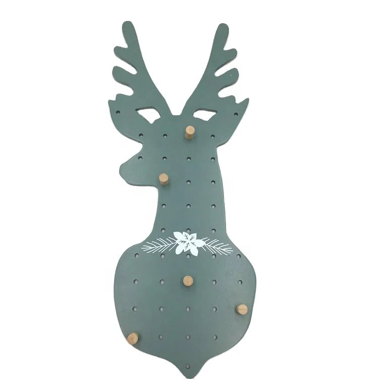 Wholesale Custom Classic Painted Green Round Shape Gift Wall Hanging Christmas Home Party Oak Decorations