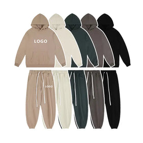 Custom 3D Puff Print Street Wear Organic Cotton Unisex Tracksuit Sweatpants and Hoodie Set for Men Hoodies Set