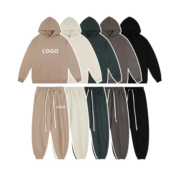 Custom 3D Puff Print Street Wear Organic Cotton Unisex Tracksuit Sweatpants and Hoodie Set for Men Hoodies Set
