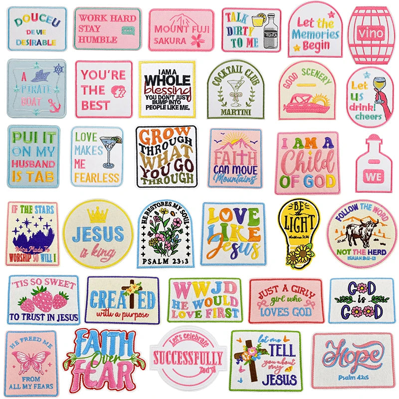 Wholesale Cowboy Cowgirl Patch Faith Letters Iron on Embroidery Patches Western Ariat Hat Patches Custom Design Logo