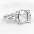 Sterling Silver 9*11mm Semi Mount Ring Empty Frame Blank Support Setting S925 Base Holder Without Center Stone for DIY Inlay