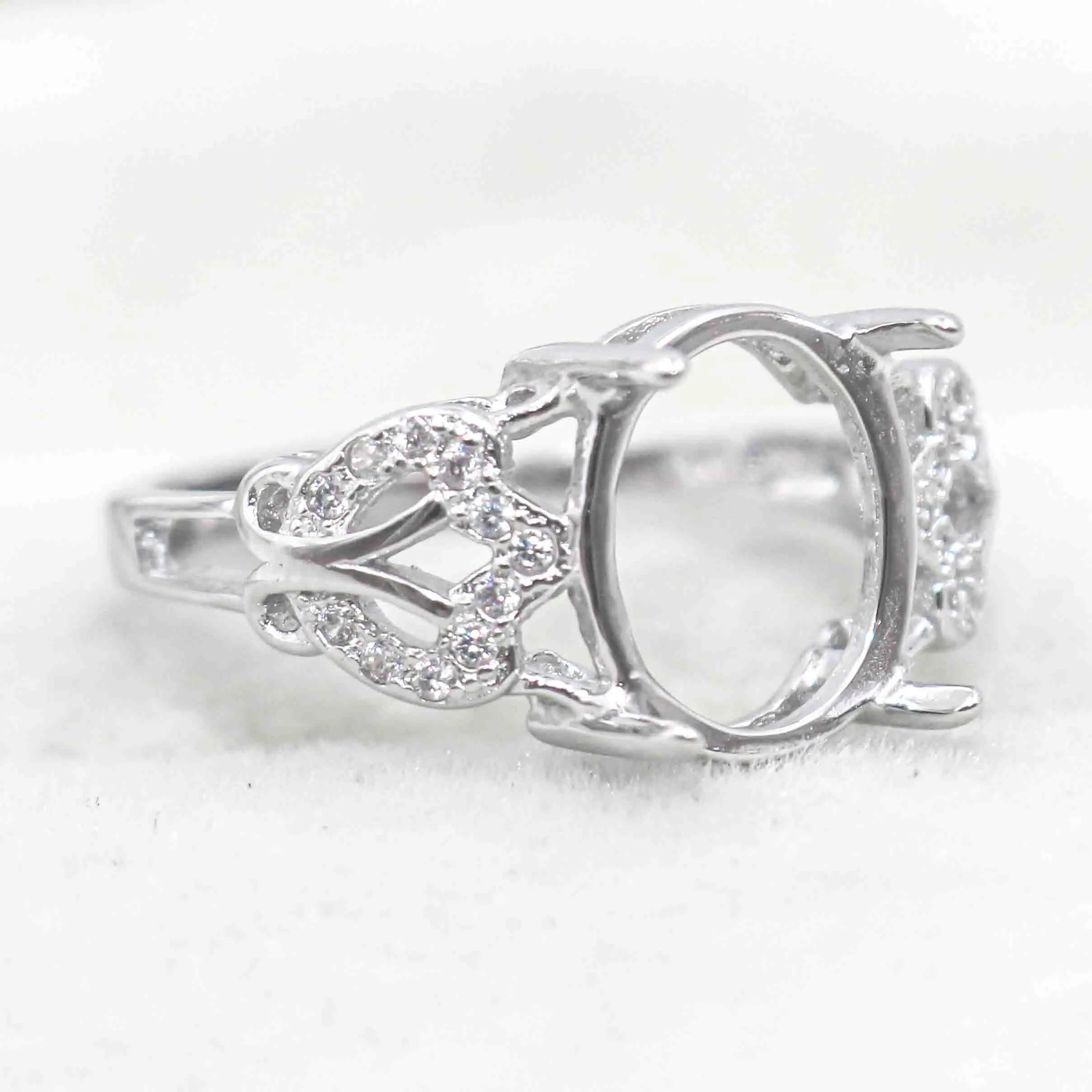 Sterling Silver 9*11mm Semi Mount Ring Empty Frame Blank Support Setting S925 Base Holder Without Center Stone for DIY Inlay