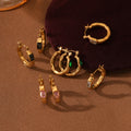 Nimai Small Hoop Earrings 18k Gold Plated Fashion Colored Glass Hoop Earrings Women Stainless Steel Jewelry