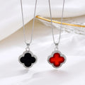 Best Selling Rhodium Plated 925 Sterling Silver Four-leaf Clover Pendant Trendy Agate Wedding Necklace for Women