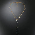 Freshwater Beads European Gypsophila Handmade Bead Necklaces Collarbone Y-shaped Tassel Titanium Steel 18K Gold Necklace