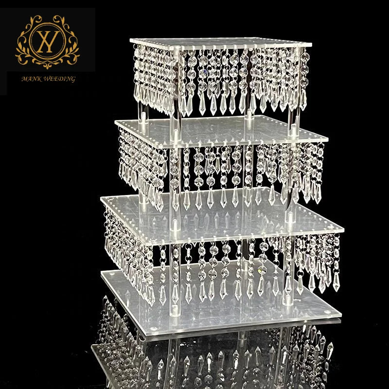 Wedding Props 4-layer Acrylic Transparent Dessert Table Birthday Party Curtain Cake Rack Wedding Western Restaurant Decoration