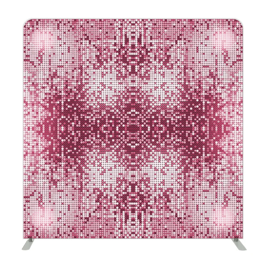 Custom 8FT Double-Sided Pink Shimmer Sequin Backdrop Fabric 8x8 Round Birthday Pillow Case Wedding Decoration
